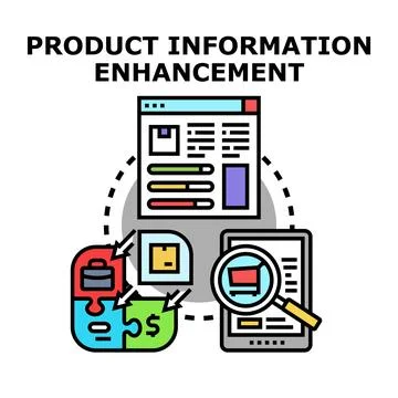 Product information enhancement concept for e commerce business Stock Illustration
