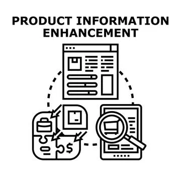 Product information enhancement concept for e commerce business Stock Illustration