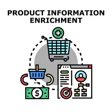 Product information enrichment managing data for e commerce Stock Illustration
