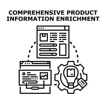 Product information enrichment managing data for e commerce Stock Illustration