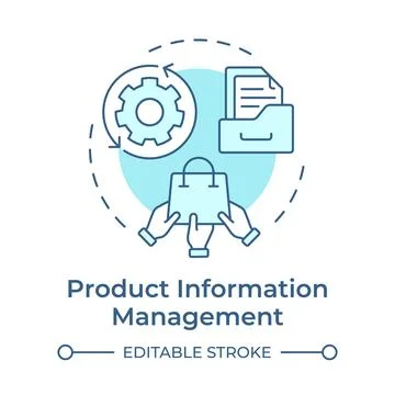 Product information management soft blue concept icon Stock Illustration