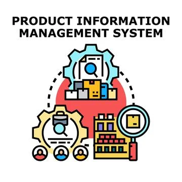 Product information management system managing data and inventory Stock Illustration