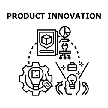 Product innovation creative process generating new ideas concept Stock Illustration