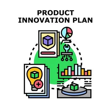 Product innovation plan developing new business ideas Stock Illustration