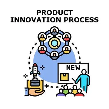 Product innovation process creating new business solutions Stock Illustration