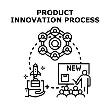 Product innovation process creating new business solutions Stock Illustration