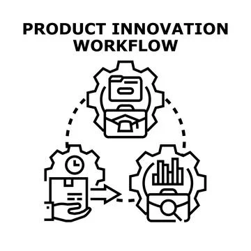 Product innovation workflow developing new business strategies 스톡 일러스트
