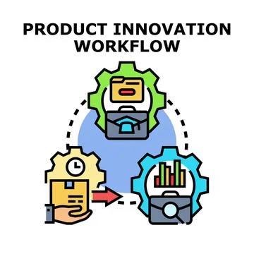 Product innovation workflow developing new business strategies Ilustración de archivo