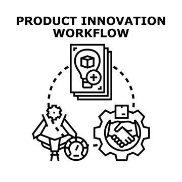 Product innovation workflow development process concept Stock Illustration
