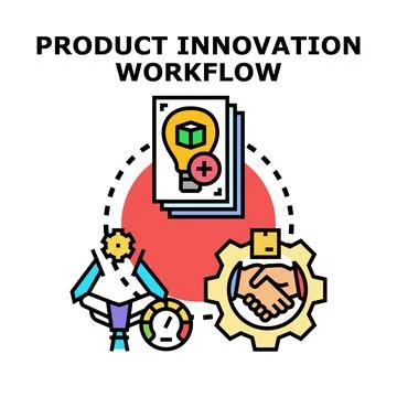 Product innovation workflow development process concept Stock Illustration