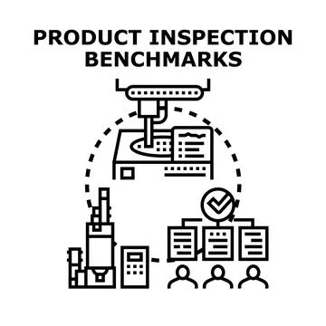 Product inspection benchmarks for quality control process Stock Illustration