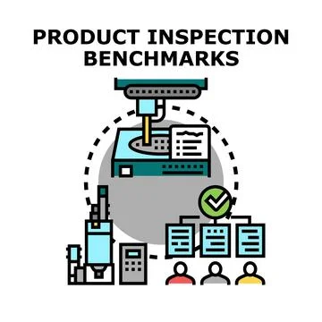 Product inspection benchmarks for quality control process Stock Illustration