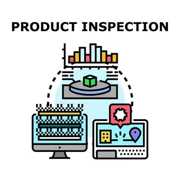 Product inspection process analyzing data and quality control Illustrazione stock