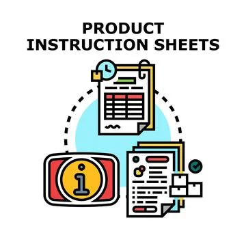 Product instruction sheets providing user guide information Stock Illustration