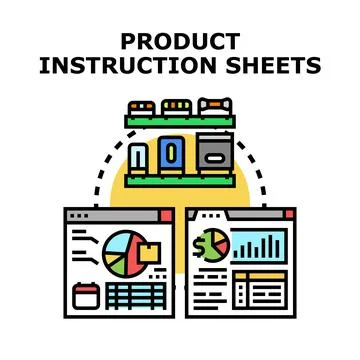 Product instruction sheets providing user guide documentation Stock Illustration