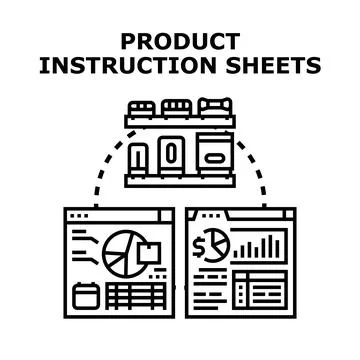 Product instruction sheets providing user guide documentation Stock Illustration