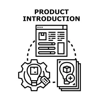 Product introduction process displaying development and launch Stock Illustration