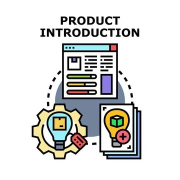 Product introduction process displaying development and launch Stock Illustration