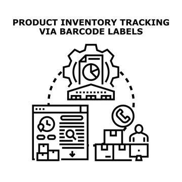 Product inventory tracking system using barcode labels Stock Illustration