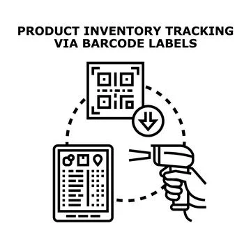 Product inventory tracking using barcode scanner system Stock Illustration