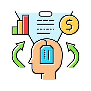 Product knowledge consumer behavior color icon vector illustration Illustrazione stock