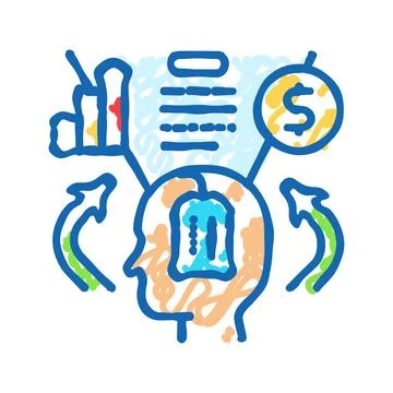Product knowledge consumer behavior icon doodle illustration Stock Illustration
