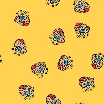 Product knowledge consumer behavior vector seamless pattern Stock Illustration