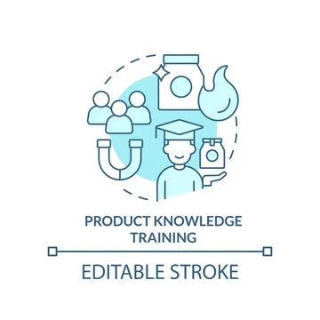 Product knowledge training turquoise concept icon Stock Illustration