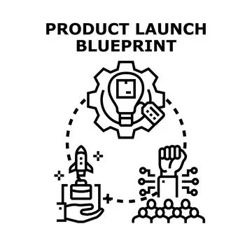 Product launch blueprint concept developing new ideas Stock Illustration