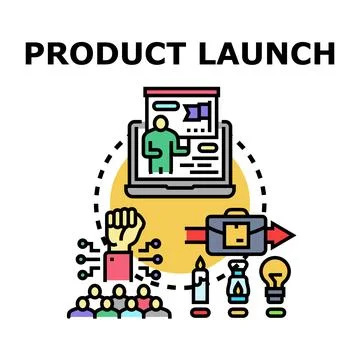 Product launch concept presenting marketing and business strategy Stock Illustration