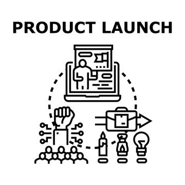 Product launch concept presenting marketing and business strategy Stock Illustration