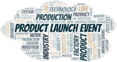 Product Launch Event word cloud create with text only. Stock Illustration