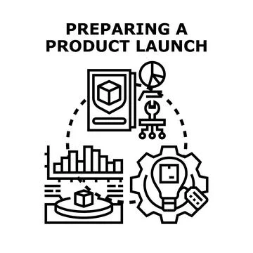 Product launch preparation, development process, business marketing strategy 스톡 일러스트