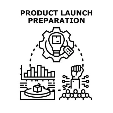 Product launch preparation process developing new marketing strategy Иллюстрация