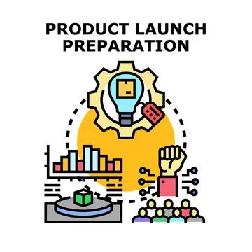 Product launch preparation process developing new marketing strategy 스톡 일러스트