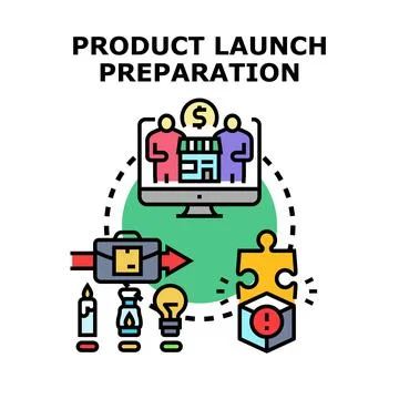Product launch preparation strategy development concept Иллюстрация
