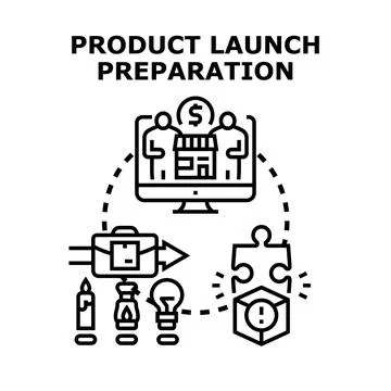Product launch preparation strategy development concept Иллюстрация