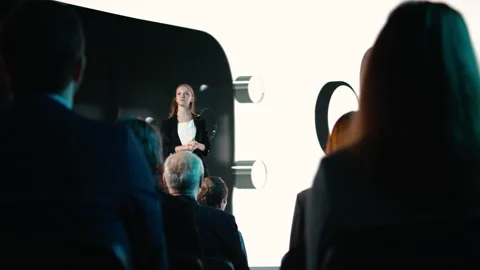 Product launch presentation with new phone interface and design Stock Footage 327684130