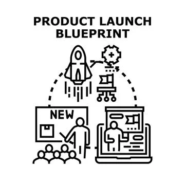 Product launch project development and marketing strategy blueprint Stock Illustration
