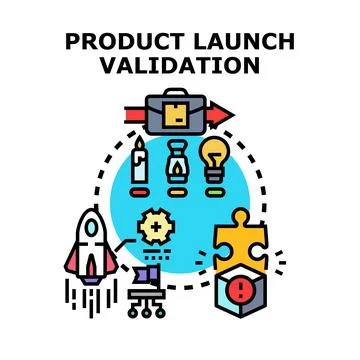 Product launch validation process concept development lifecycle Stock Illustration