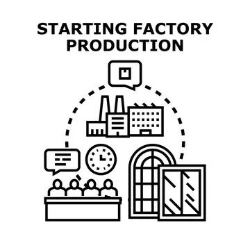 Product launching production process startup business concept Stock Illustration