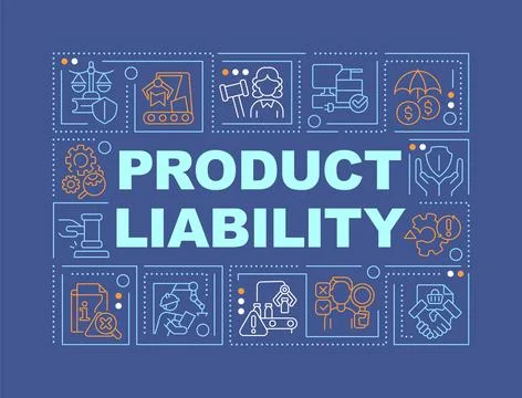 Product liability text with thin line icons Stock Illustration