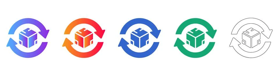 Product Lifecycle and 3D Model Refresh Icons Stock Illustration