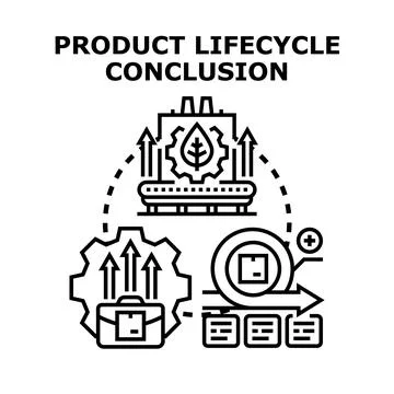 Product lifecycle conclusion processing and development concept Illustrazione stock