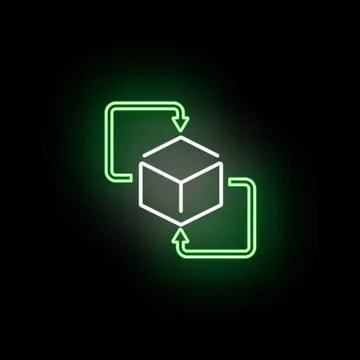 Product management process glowing neon icon design Ilustración de archivo