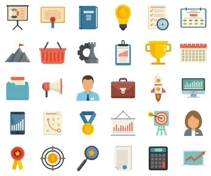 Product manager icons set flat isolated 스톡 일러스트