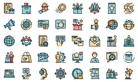 Product manager icons set vector flat 스톡 일러스트