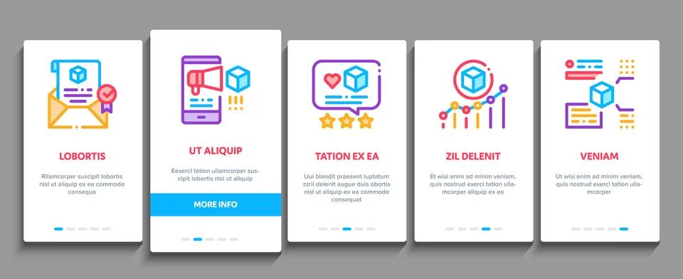 Product Manager Work Onboarding Elements Icons Set Vector Stock Illustration