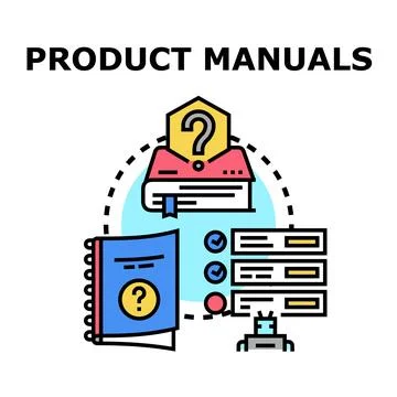 Product manuals providing user guide information and support Stock Illustration
