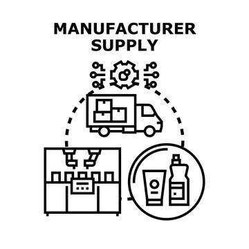 Product manufacturing process and supply chain management Stock Illustration